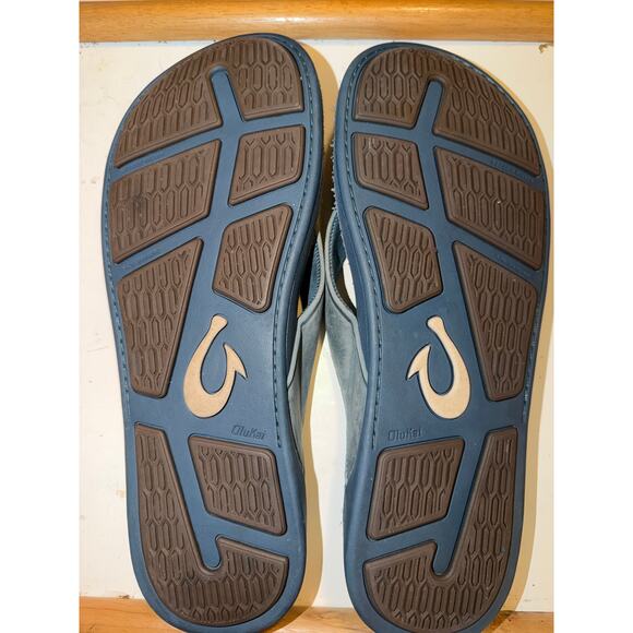 OluKai Tuahine Lagoon Leather Sandals Mens 11